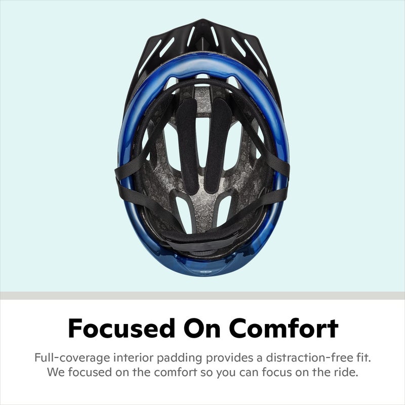 Schwinn Intercept Bike Helmet For Adult Men Women Ages 14 and Up, Can Fit Head Circumference 58-62 cm, With 10 Vents, Snap On/Off Visor, Adult Blue - Image 5